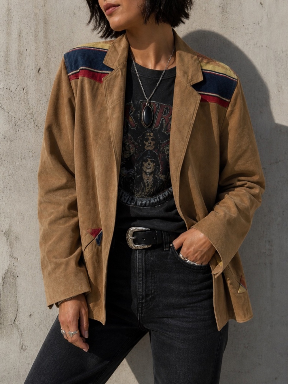 Vintage Adolph Schuman EXP Jeans Western Suede Jacket, Size M